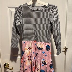 Tea Collection Striped and Floral Kids Dress - Black, White, Pink, Blue